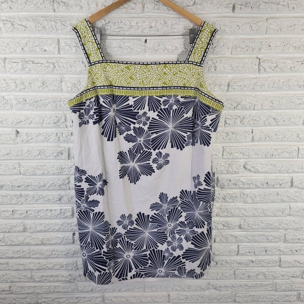 Adrianna Papell Women's 22W Blue White Geometric Sleeveless Mini Dress GEO250E